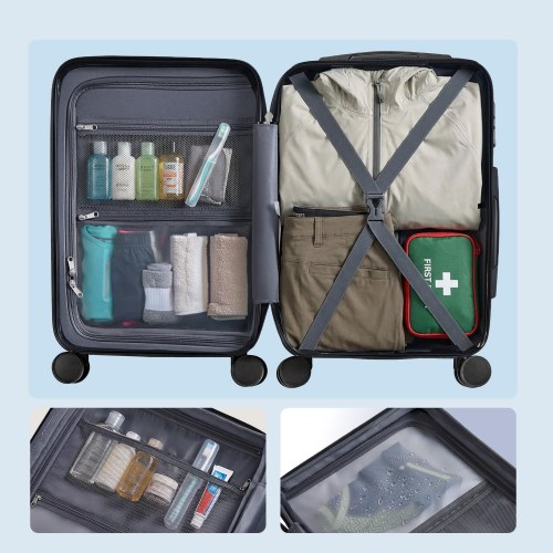 Stor hardcase kuffert 75 cm udvidelig med TSA-lås og 4 dobbelte spinnerhjul - sort