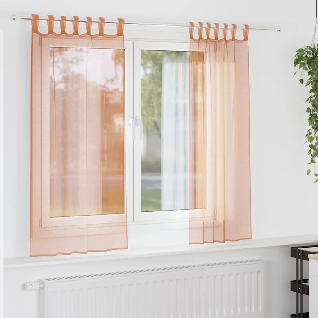 Voilegardiner med løkker 2 stk. 140 x 140 cm - terracotta