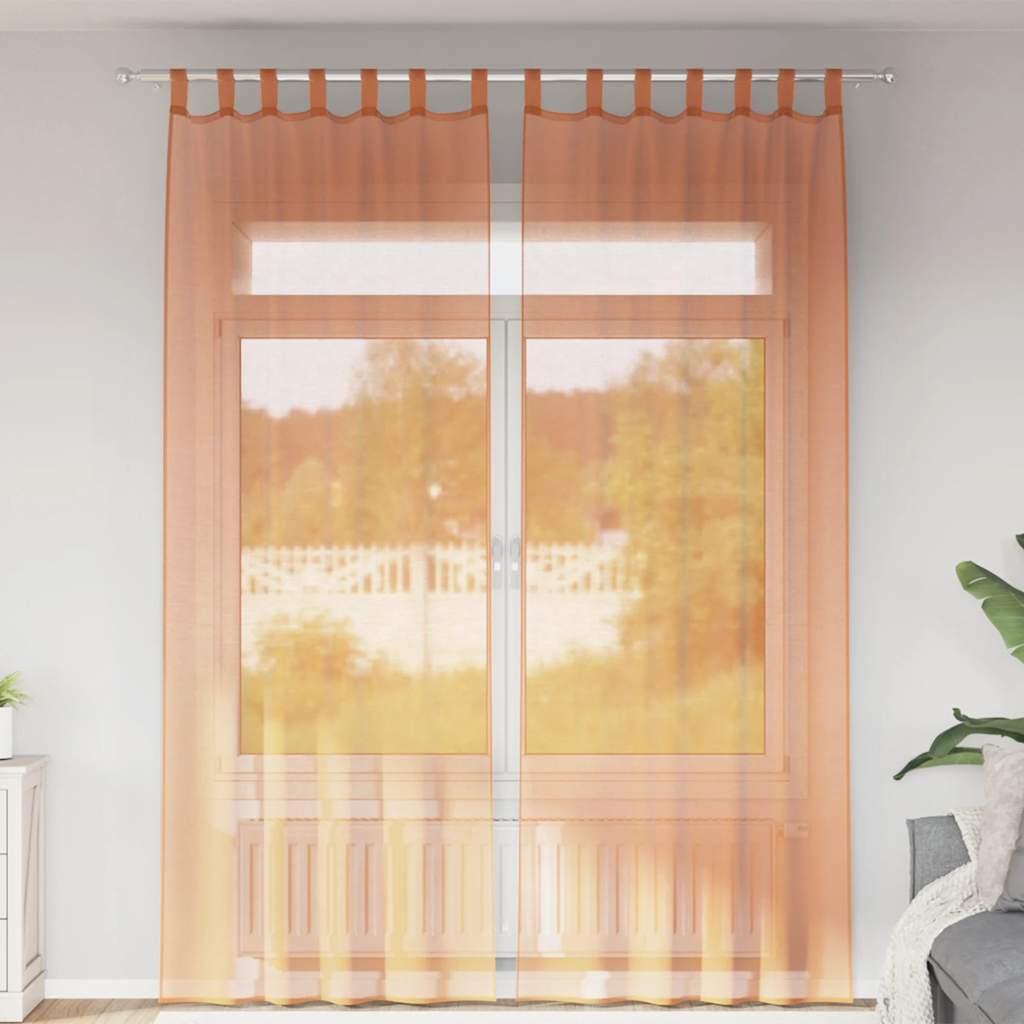 Voile-gardiner med løkker 2 stk. 140 x 260 cm - terracotta