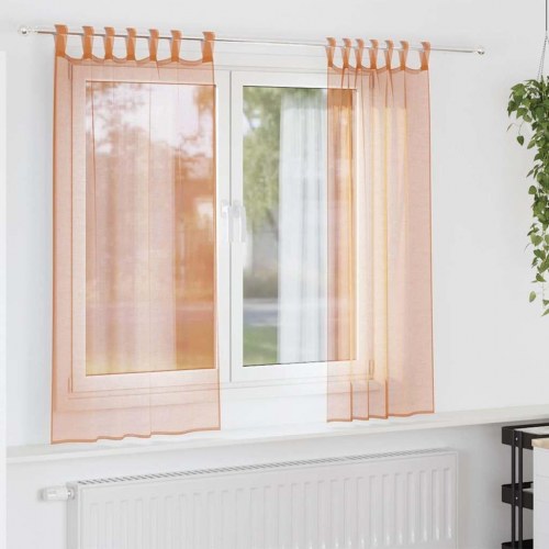 Voilegardiner med løkker 2 stk. 140 x 175 cm - terracotta