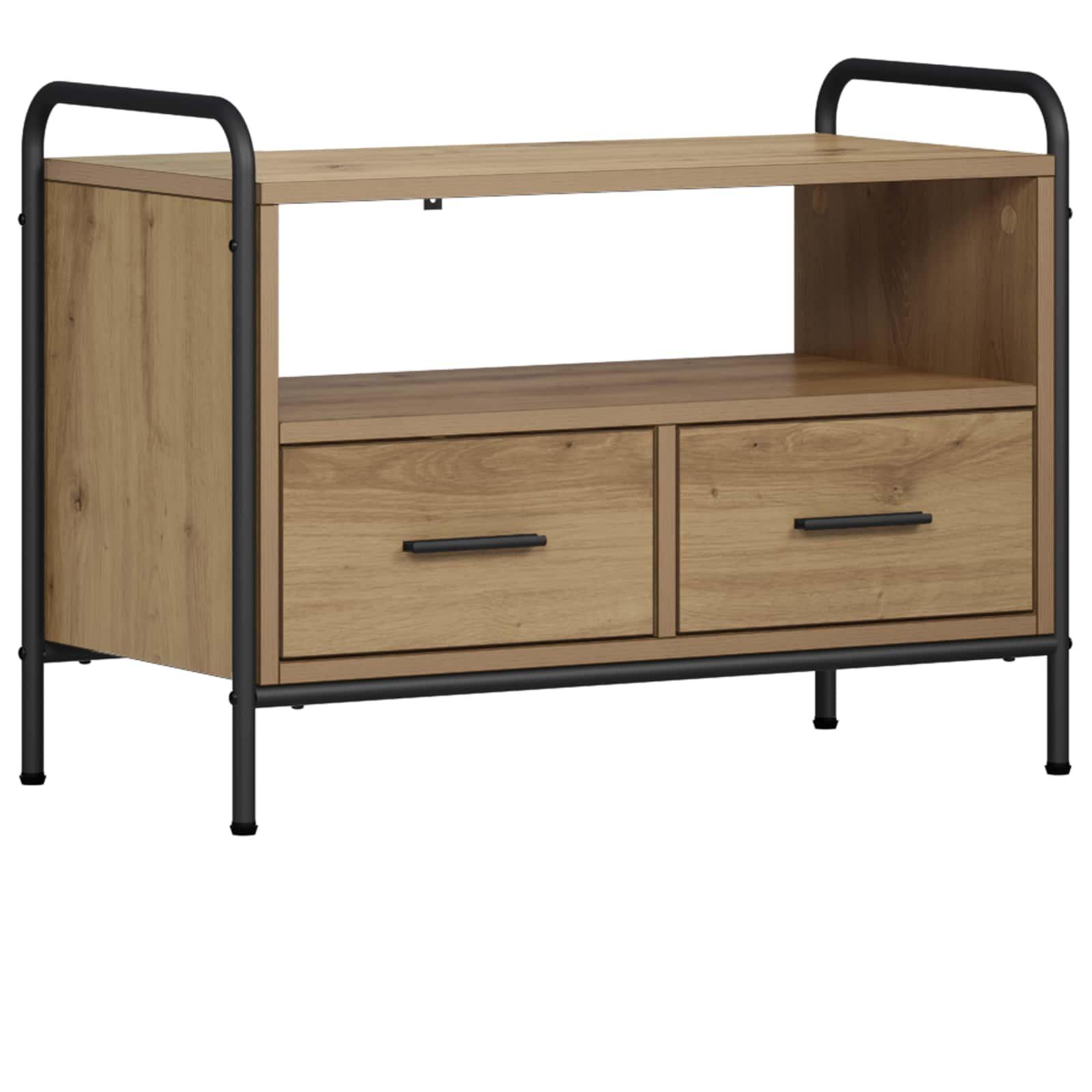 TV-skab i artisan-eg 67,5 x 33 x 50 cm med 2 skuffer