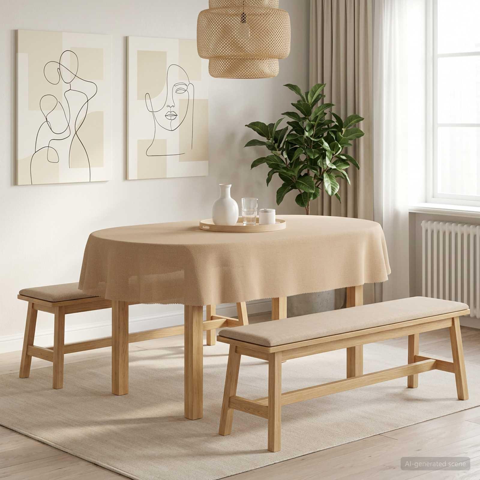 Bordklæde 5 stk. oval beige 130 x 180 cm