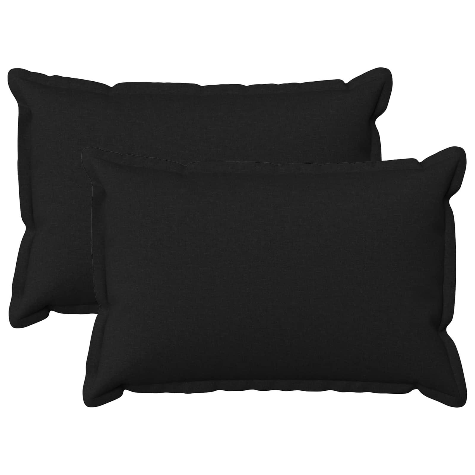 Pyntepuder med inderpude 2 stk. 50 x 75 cm sort faux linned