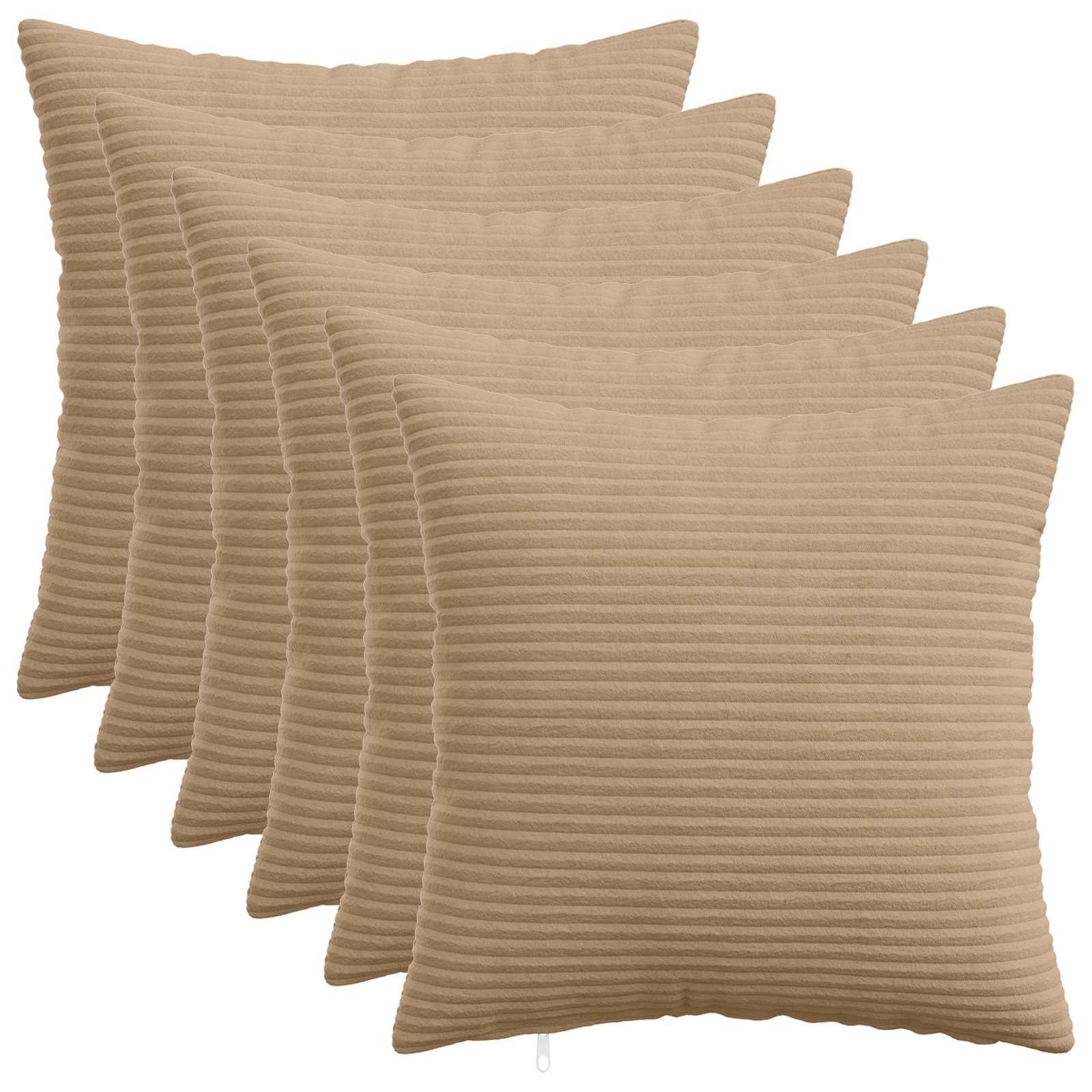 Pudebetræk 6 stk HEERLEN brun 50 x 50 cm i cordfløjl