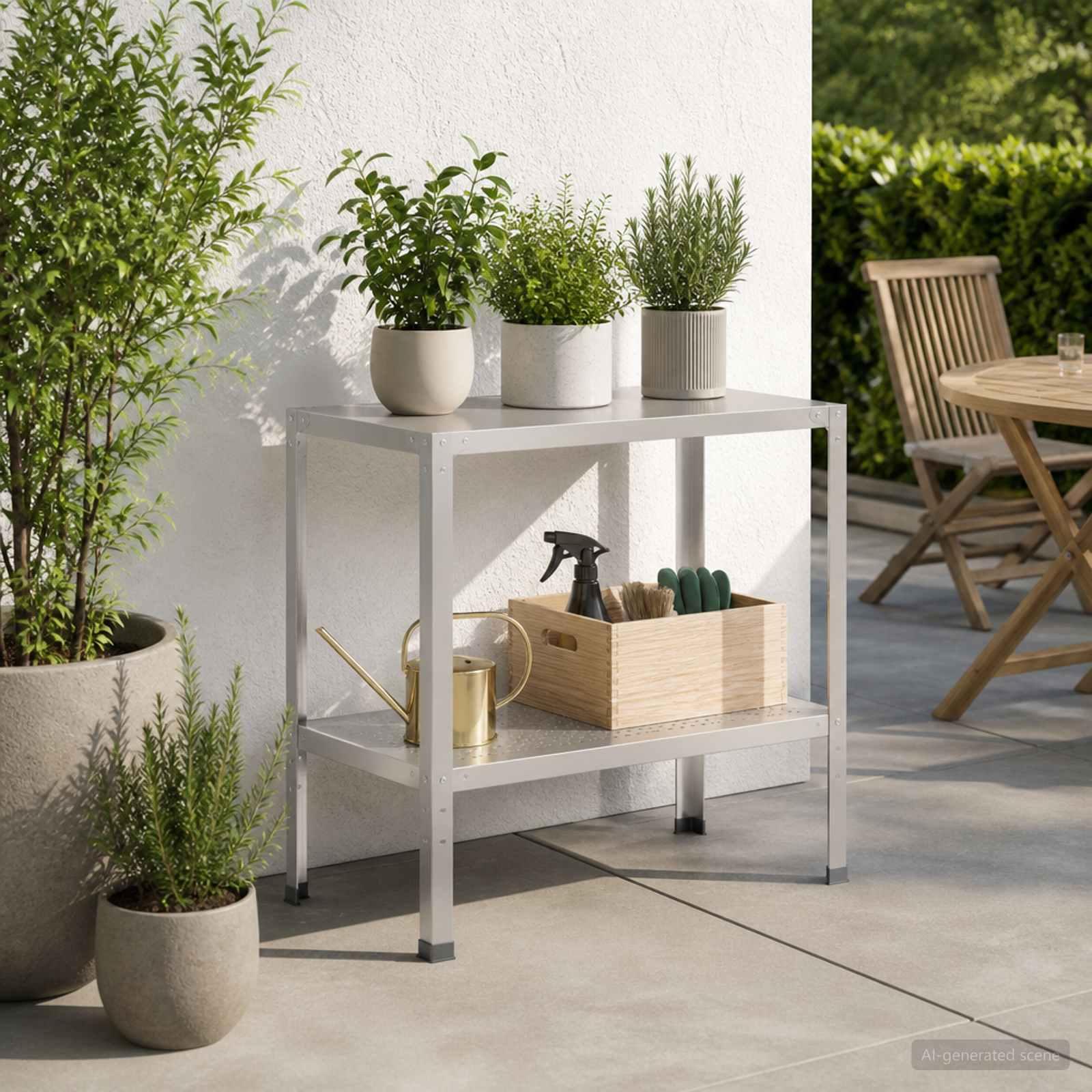 Plantebord i rustfrit stål 60 x 50 x 80 cm - sølv