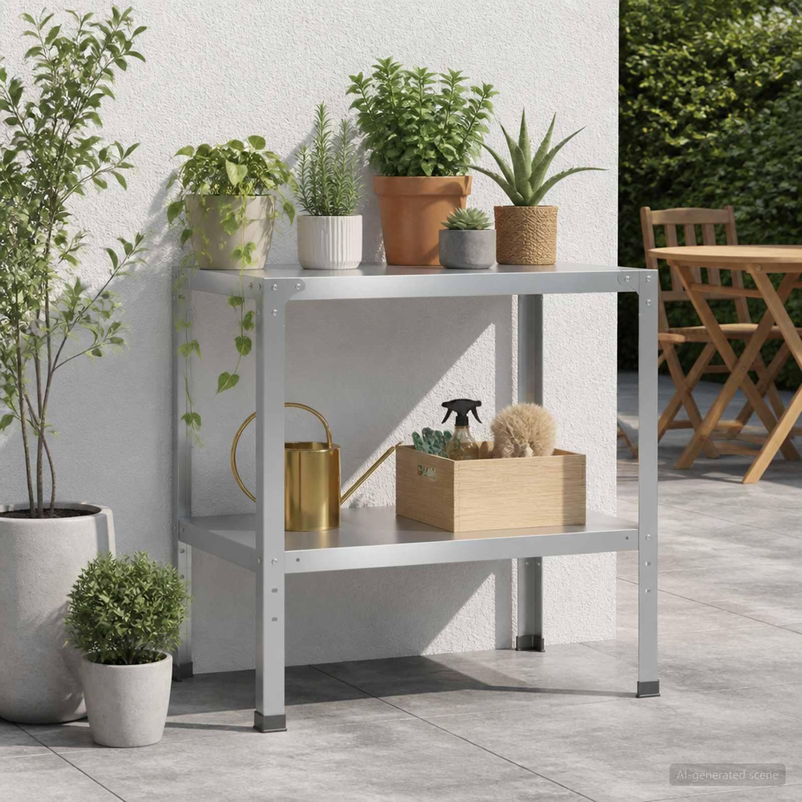 Plantebord 100 x 50 x 80 cm i galvaniseret stål - sølv