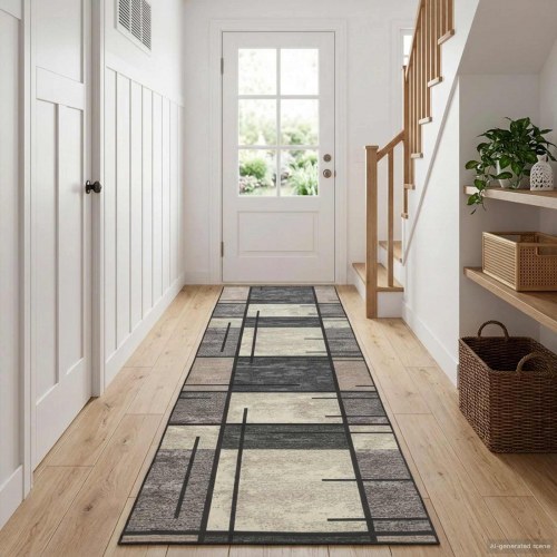 Tæppe Runner LESAKA brun 50 x 450 cm i diamantvelour
