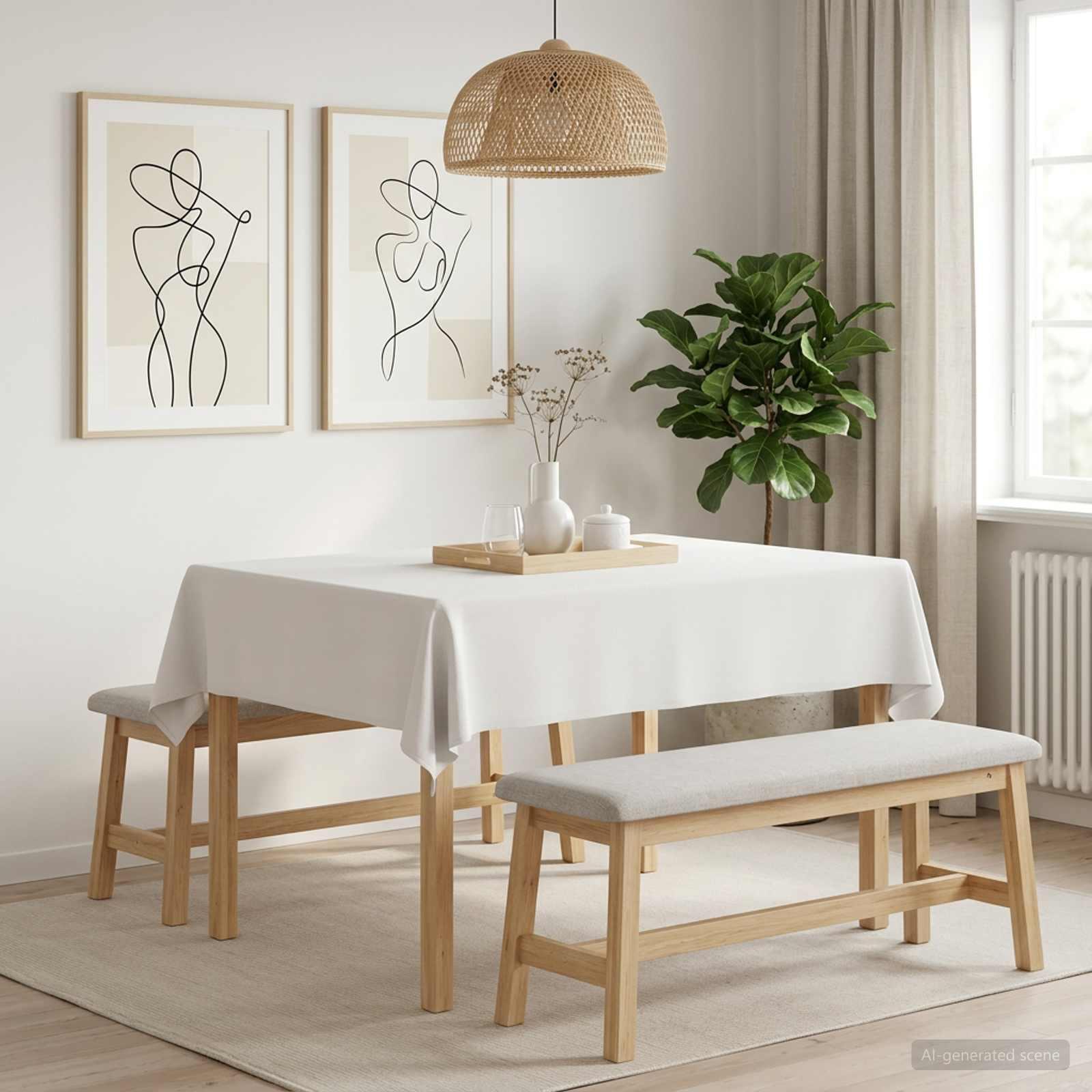 Bordklæde rektangulær hvid 110 x 140 cm i polyester
