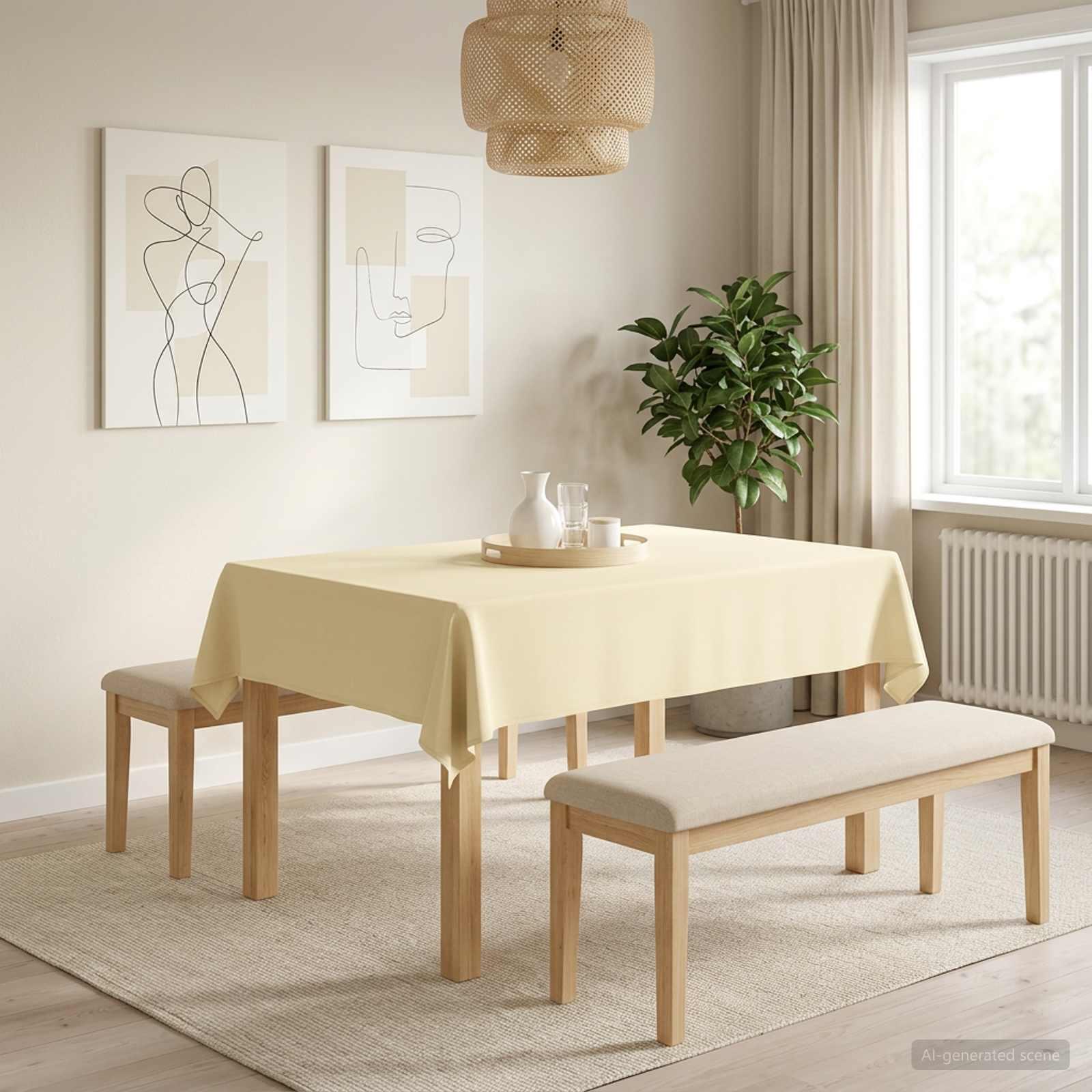 Bordklæde rektangulær cremehvid 110 x 140 cm polyester