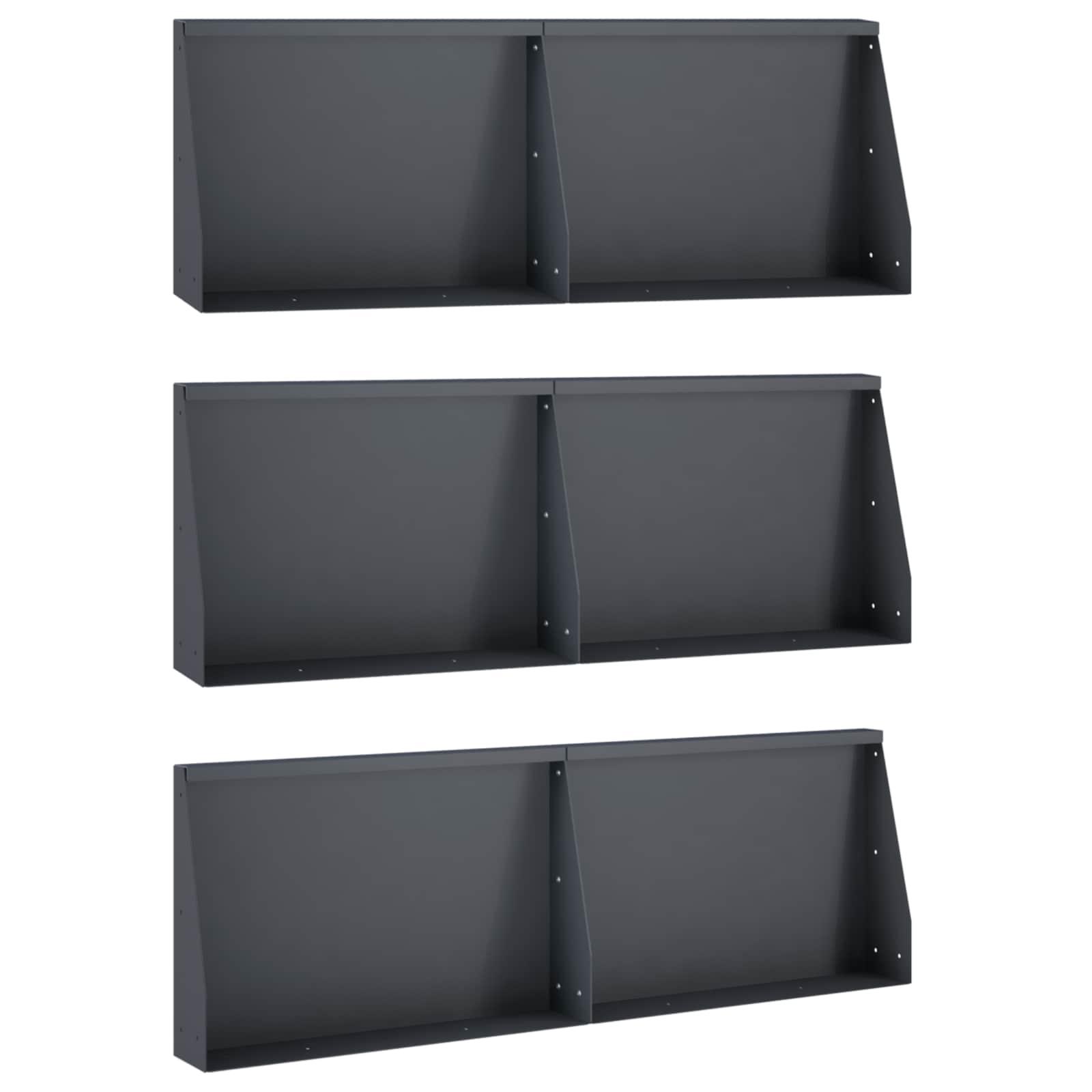 Støttemur 6 stk. 60 x 12 x 40 cm i stål antracit