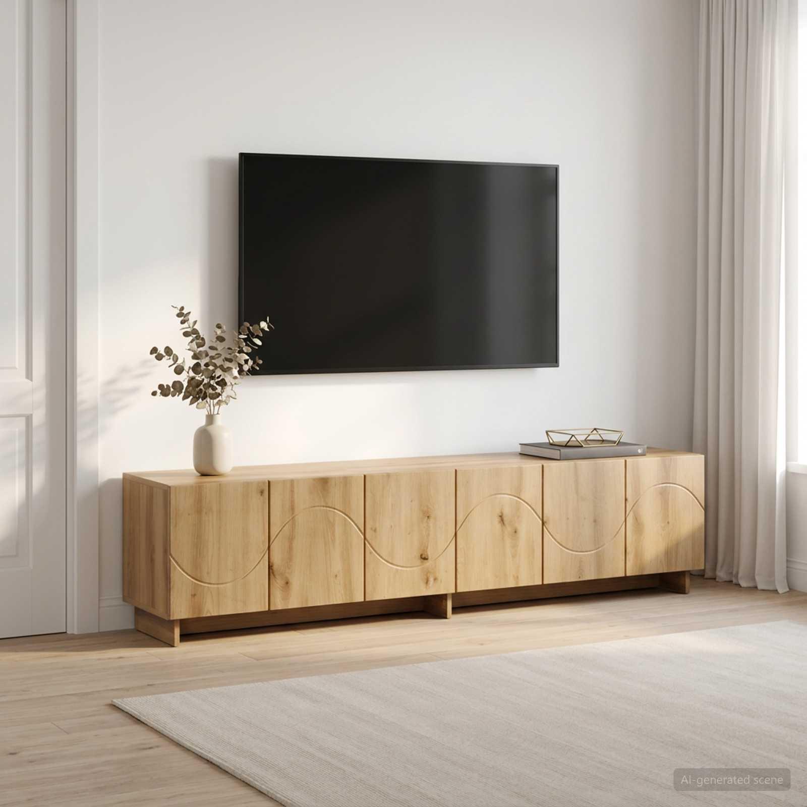 TV-bord 180 x 34,5 x 40 cm i artisan-eg med 6 låger
