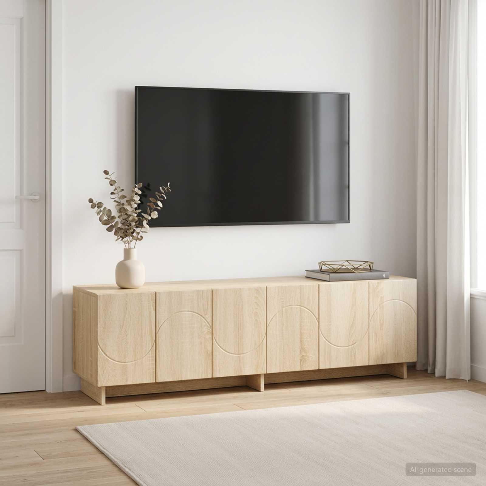 TV-bord 140 x 34,5 x 40 cm i sonoma-eg med 6 låger