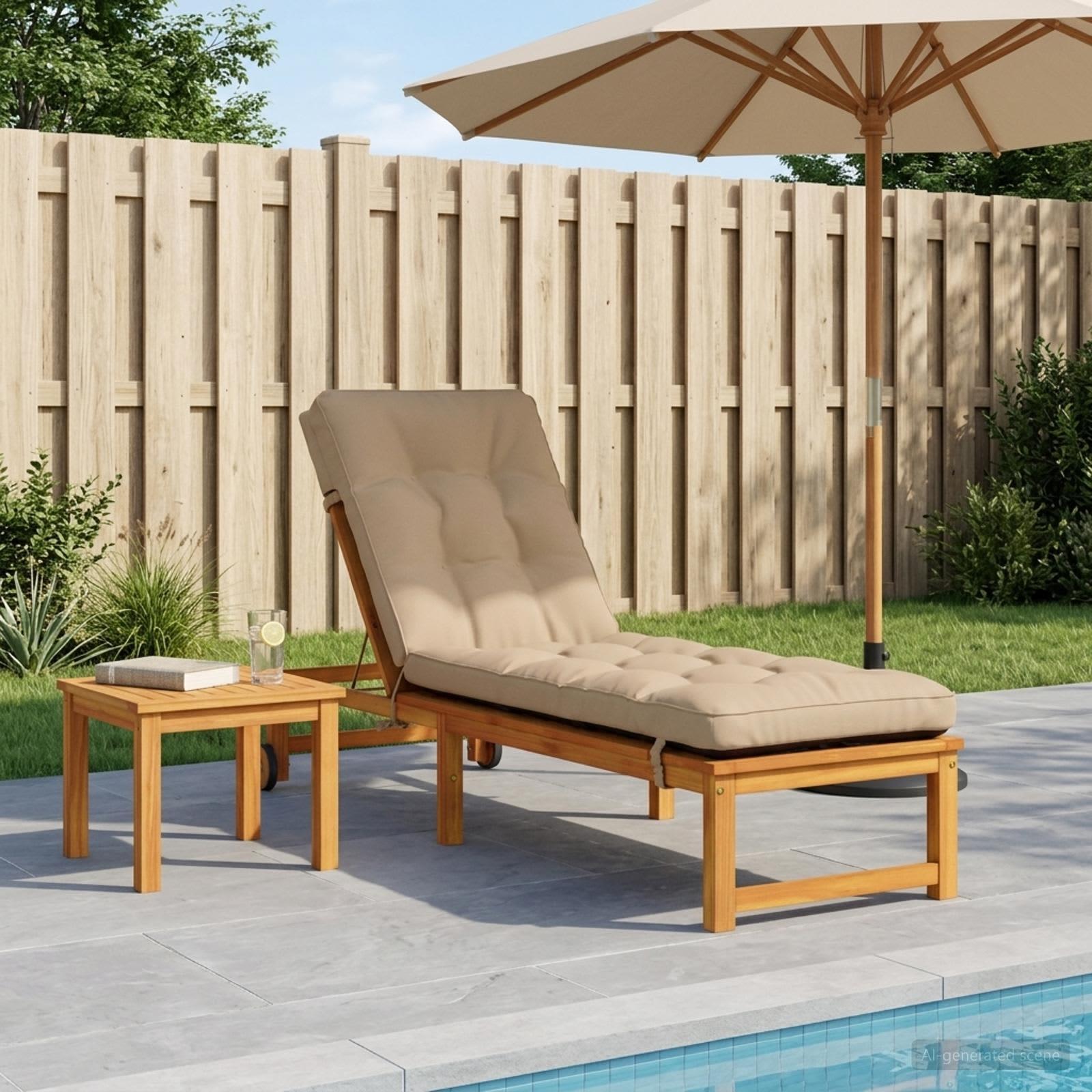 Solsengspude VIANEN i 100% polyester sandfarvet 200 x 50 x 8 cm