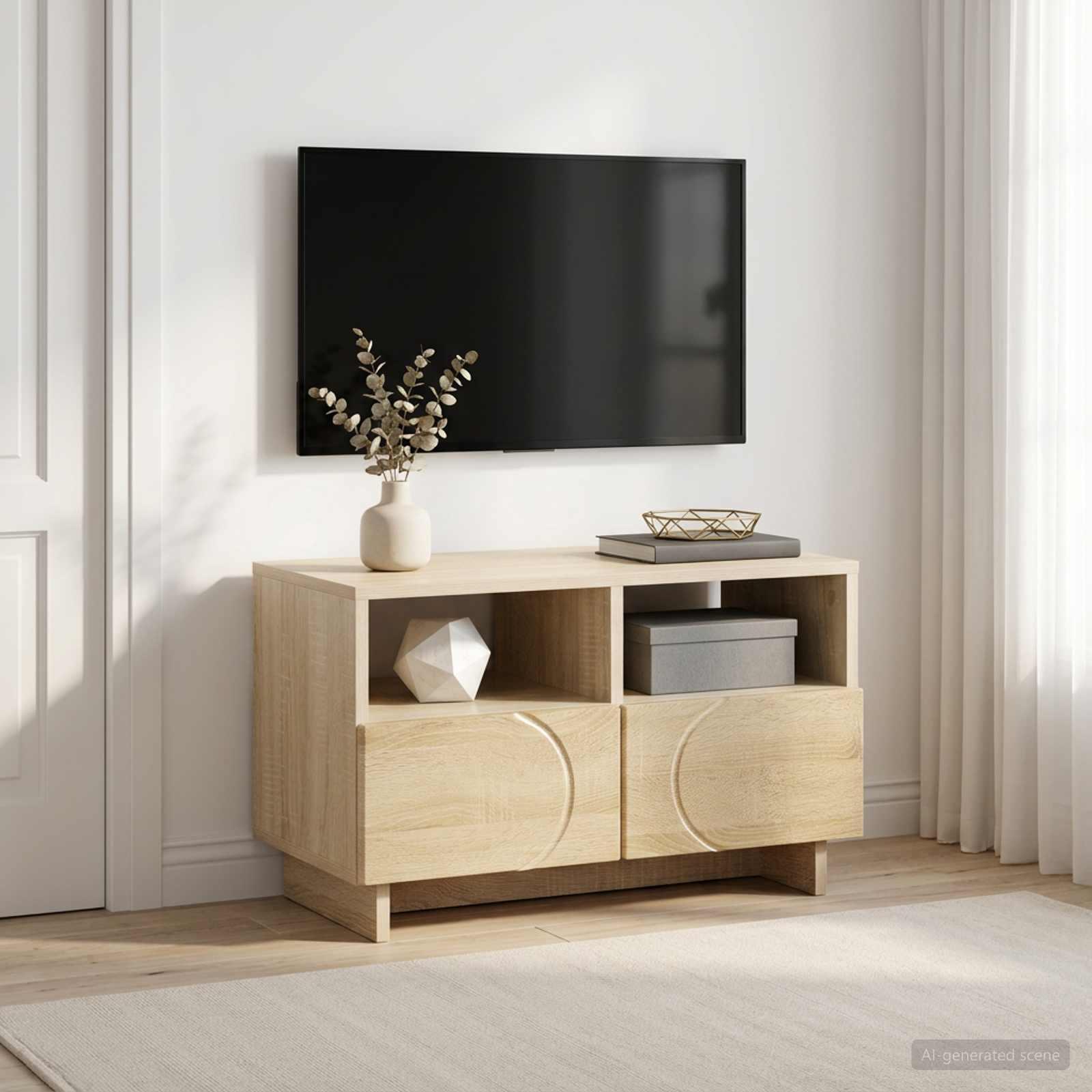 TV-bord i sonoma-eg 60 x 34,5 x 40 cm med 2 skuffer