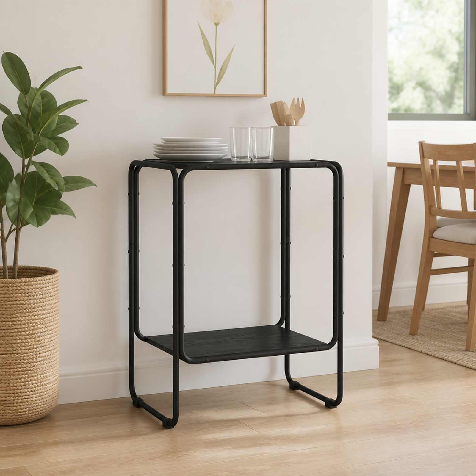 Sidebord i sort eg 60 x 38 x 75 cm med 2 hylder
