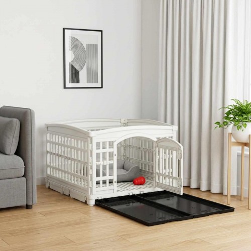 4-panelers hunde legegrind 122 x 106,5 x 82 cm plastik hvid