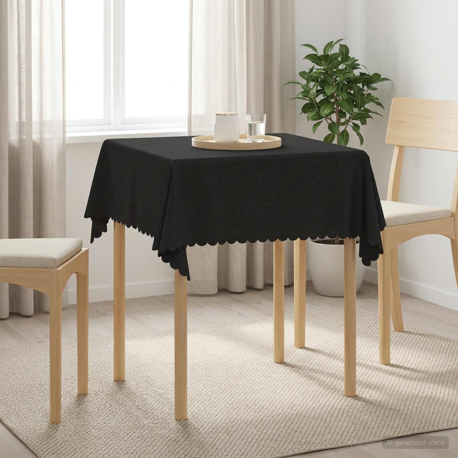 Bordklæde firkantet mørkegrå 90 x 90 cm med jacquardmønster