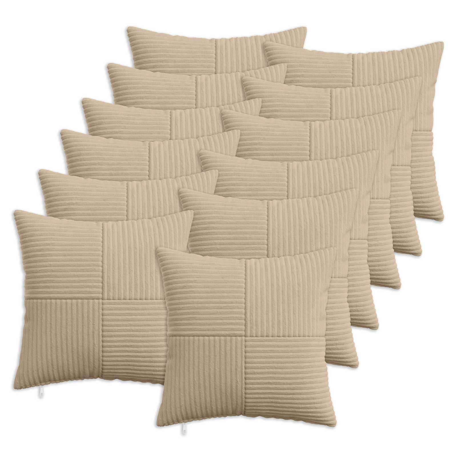 Pudebetræk 12 stk ALMELO gråbrun 40 x 40 cm i cordfløjl