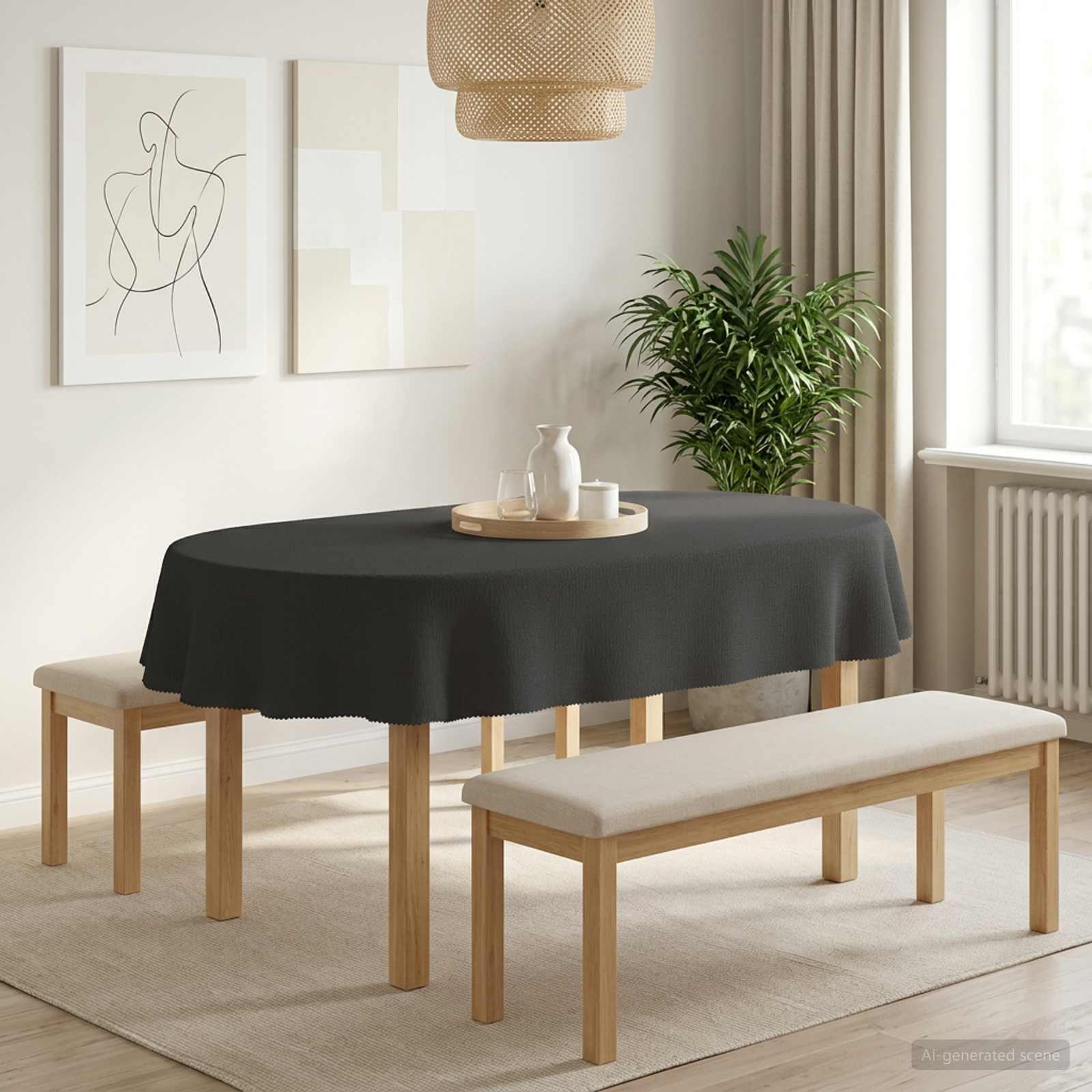 Bordklæde oval mørkegrå 160 x 220 cm