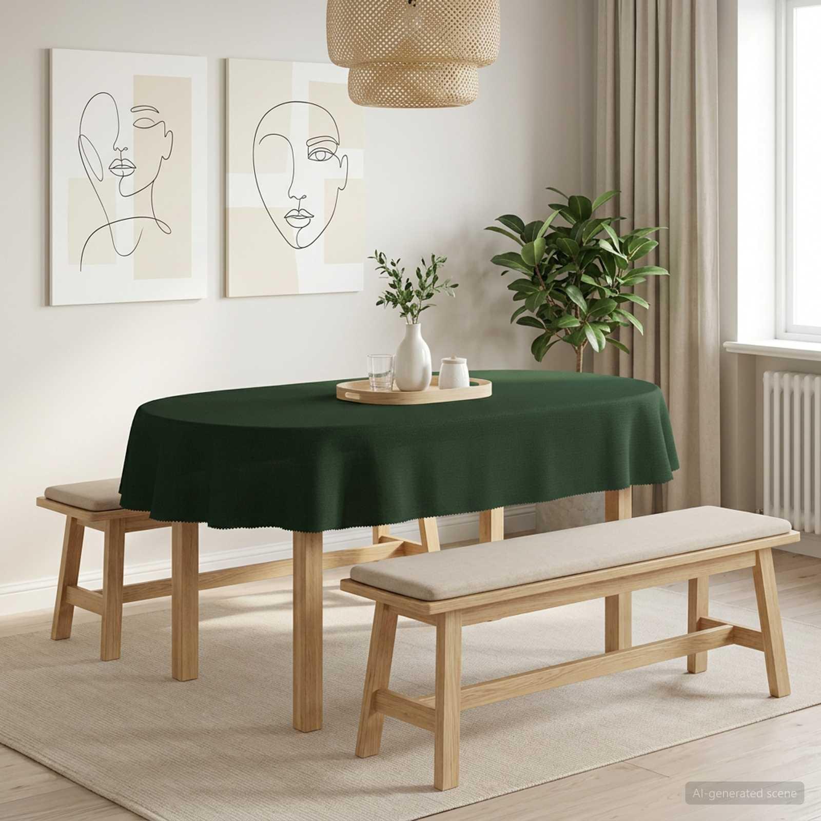 Oval dug mørkegrøn 130 x 180 cm