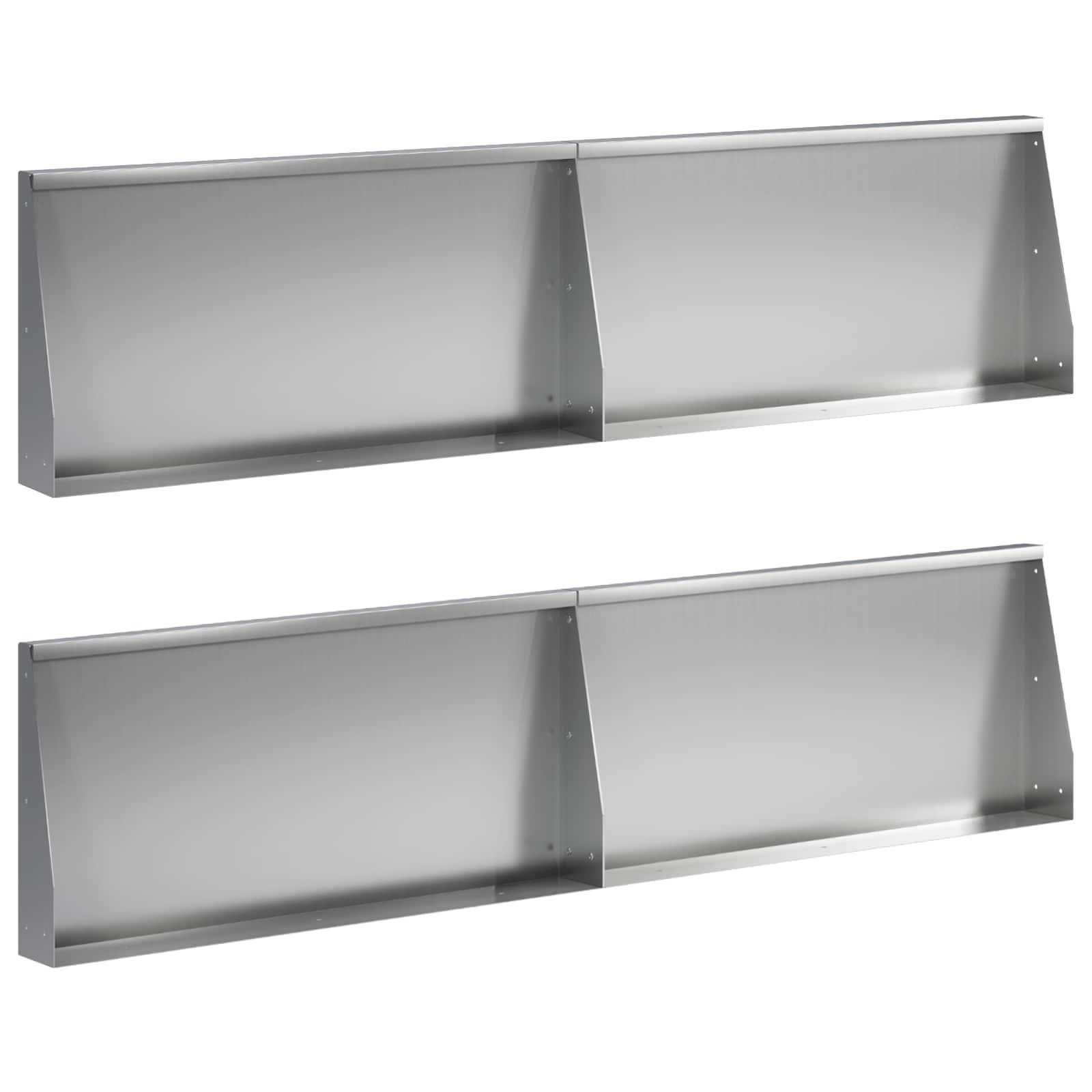 Støttemur 4 stk. 320 x 12 x 50 cm i galvaniseret stål - sølv