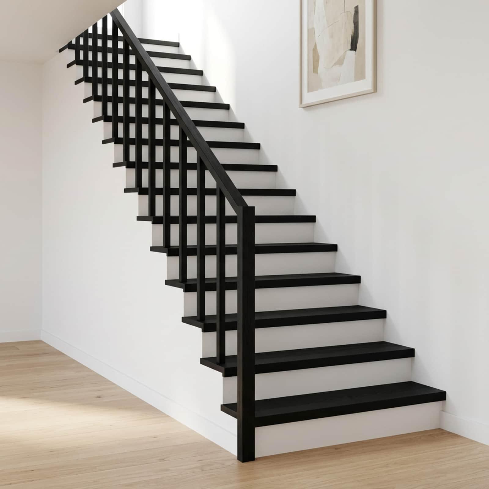 Trappetrin 12 stk. 120 x 30 x 2 cm sort massiv bøg