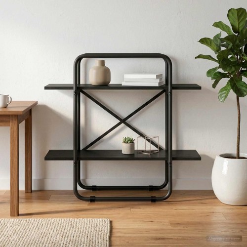Bogreol med 2 hylder 60 x 35 x 70 cm i sort eg