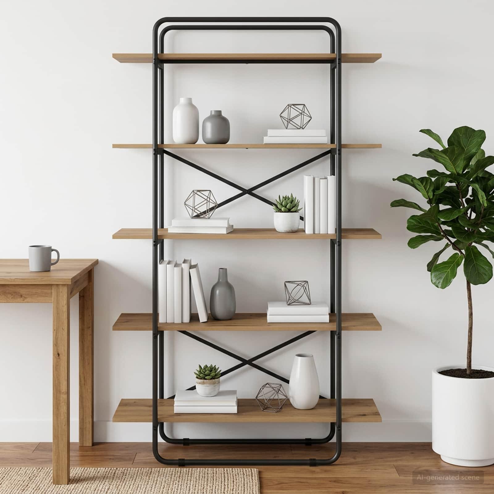 Bogreol med 5 hylder 100 x 35 x 175,5 cm PB artisan-eg