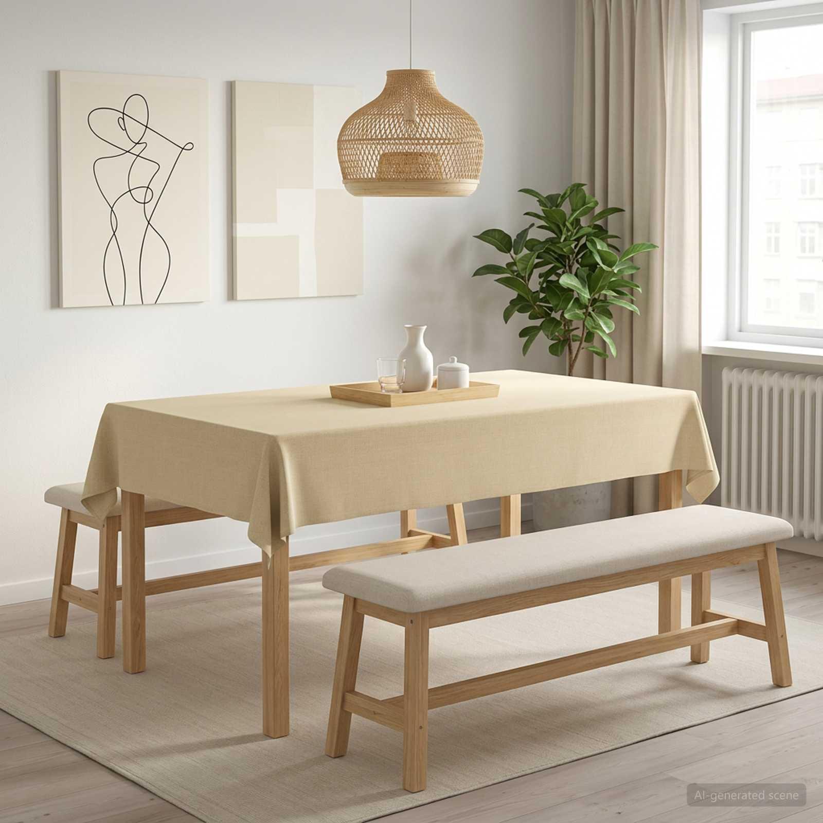 Bordklæde rektangulær cremehvid 140 x 260 cm
