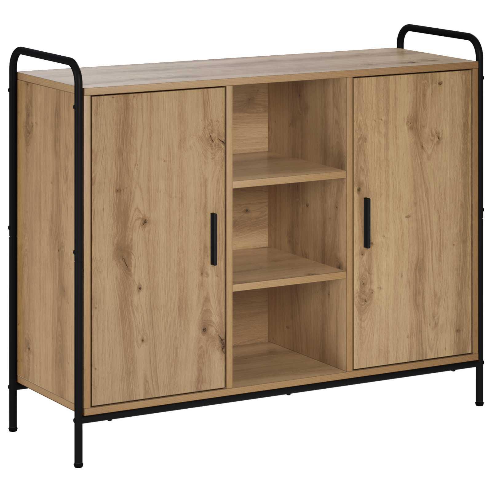 Sideboard i artisan-eg 97 x 33 x 81 cm med stålramme