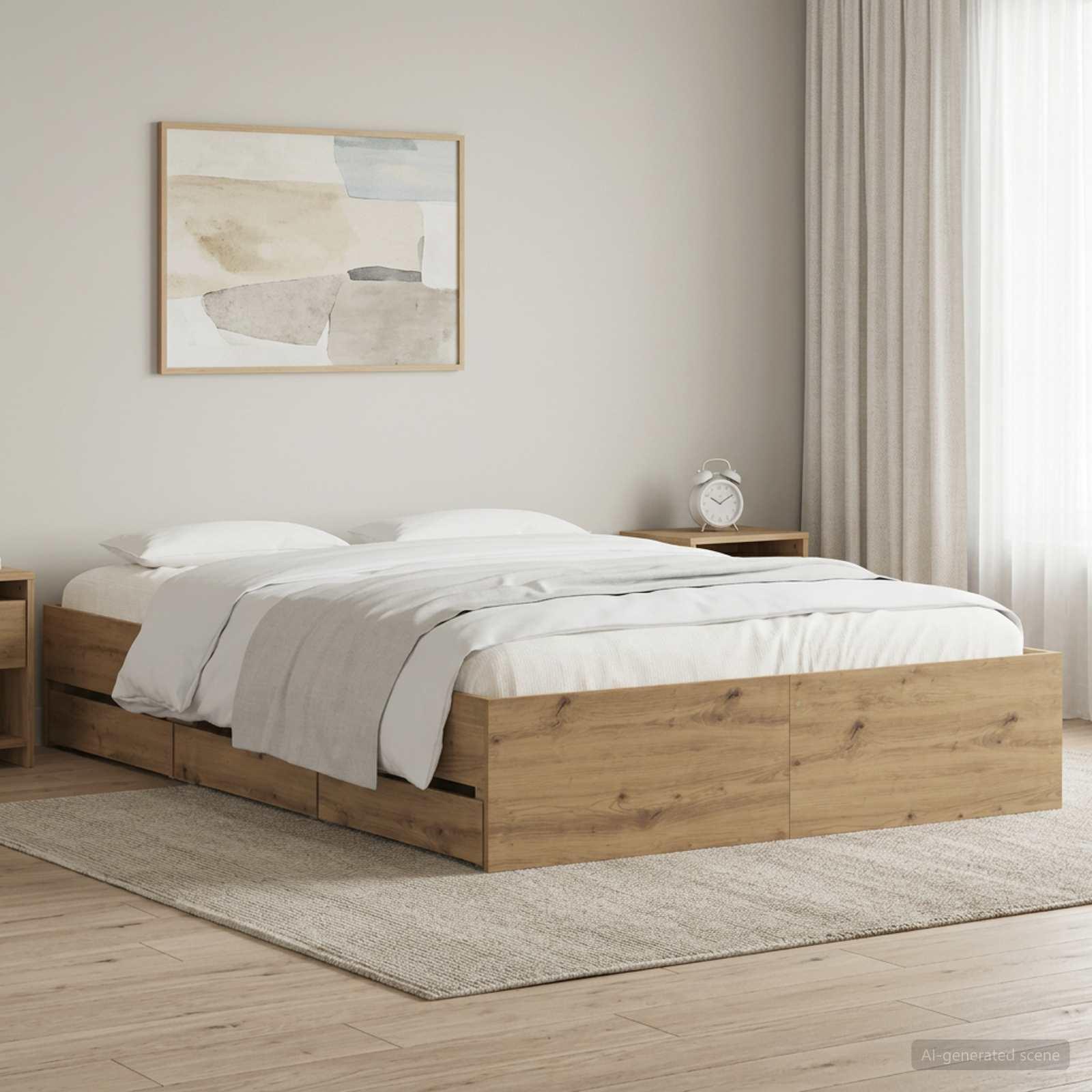 Sengestel med opbevaring i artisan-eg 160 x 200 cm