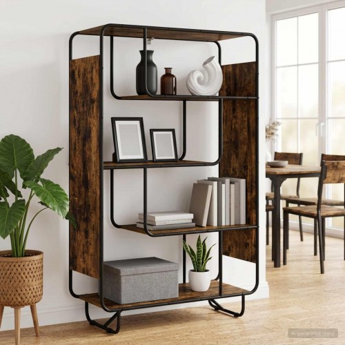 Highboard i røget eg 93,5 x 37,5 x 144 cm med 5 hylder