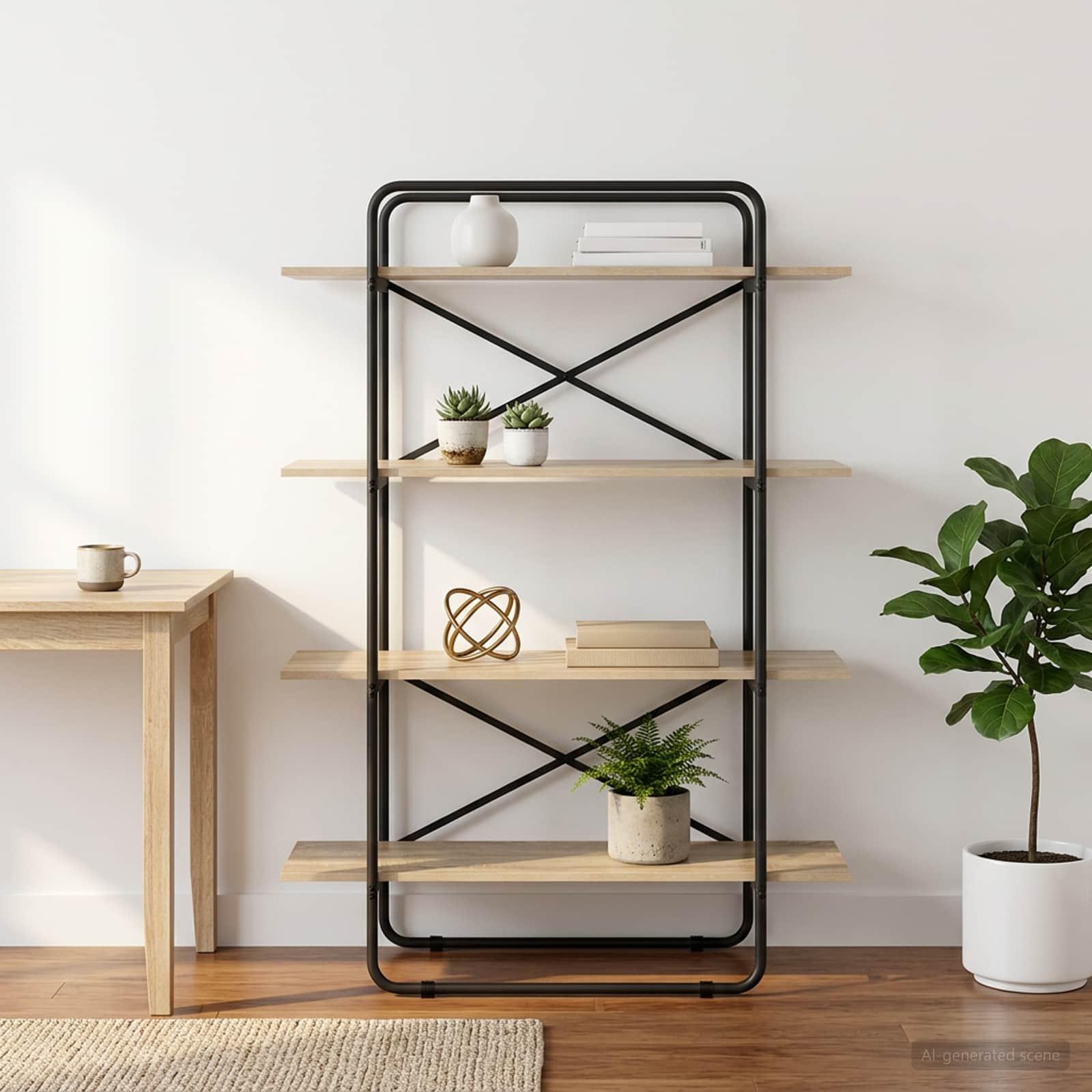 Bogreol med 4 hylder 100 x 35 x 140 cm PB Sonoma-eg