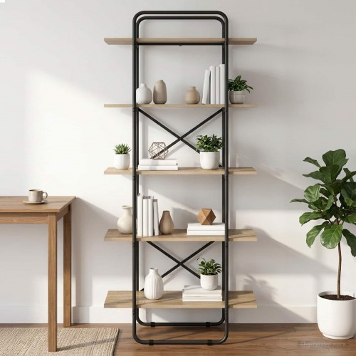 Bogreol med 5 hylder 80 x 35 x 175,5 cm i sonoma-eg