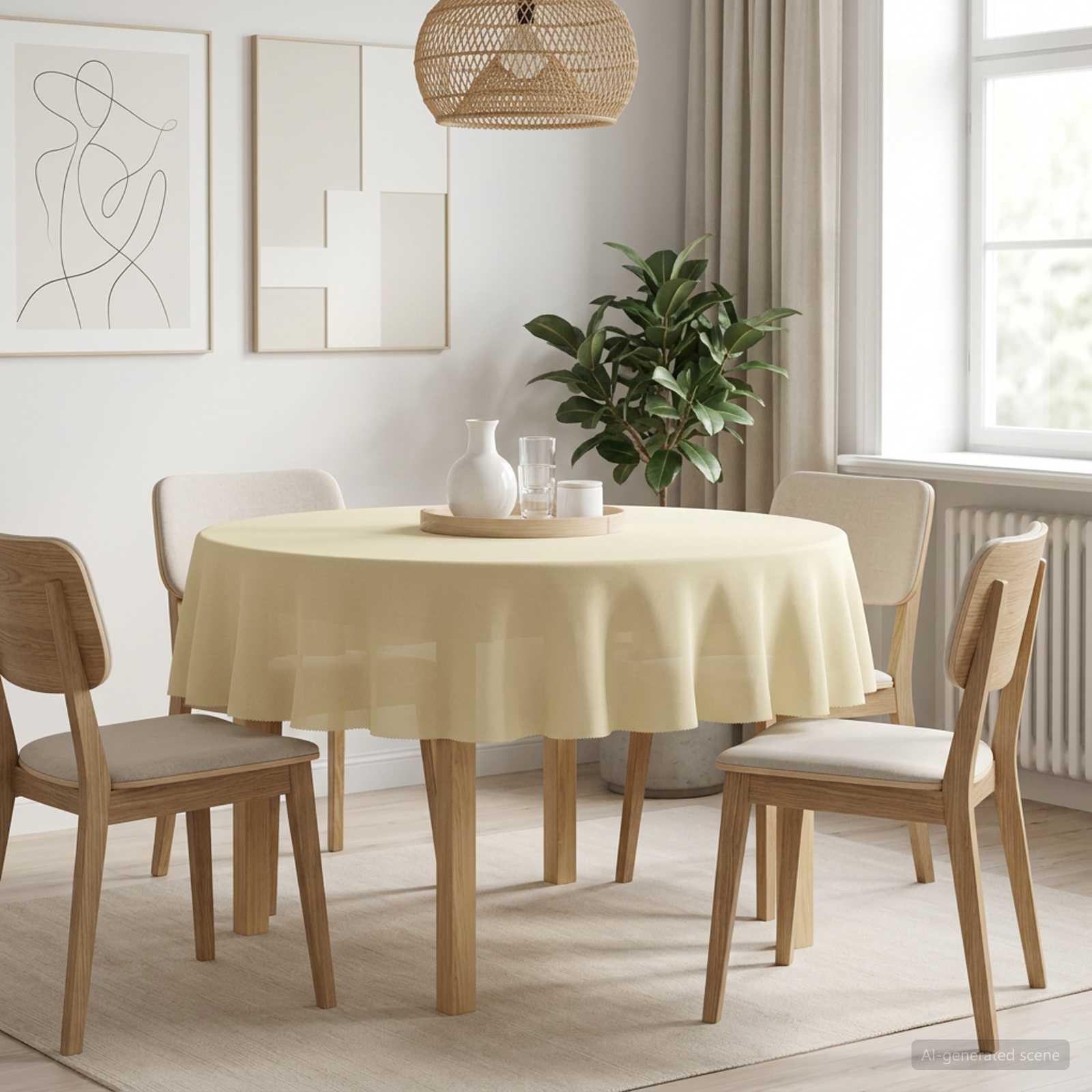 Bordklæde 5 stk. rund cremehvid Ø 140 cm i polyester