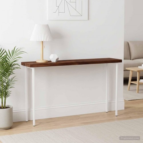 Rektangulær bordplade i massivt akacietræ 130 x 30 x 3 cm mørk brun