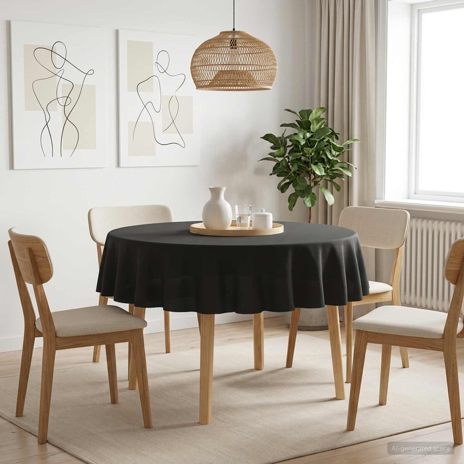 Bordklæde 5 stk. rund mørkegrå Ø 140 cm i polyester