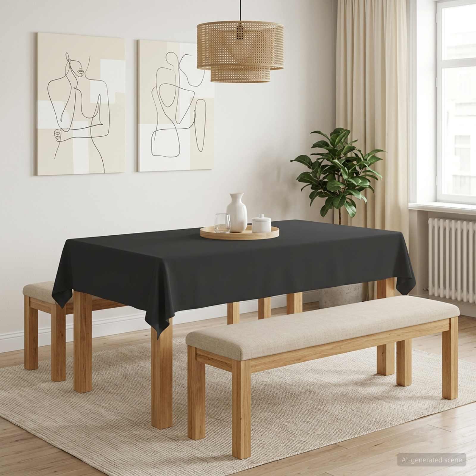Bordklæde 5 stk. rektangulær mørkegrå 140 x 260 cm polyester
