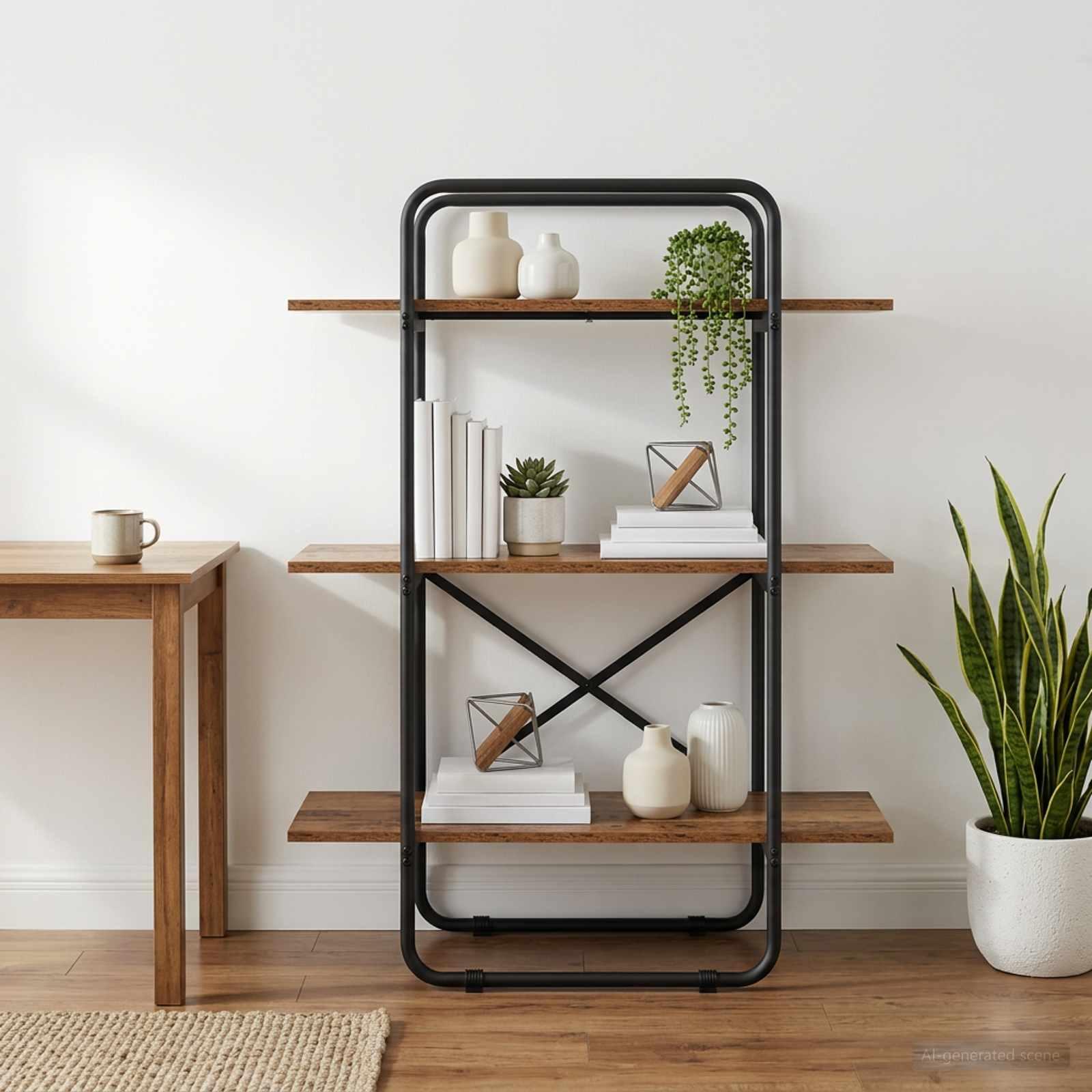 Bogreol med 3 hylder 60 x 35 x 105 cm i egetræslook