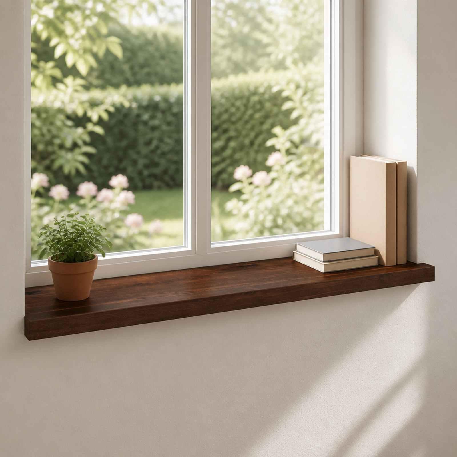 Vindueskarme 2 stk. mørk brun 90 x 40 x 2 cm i massiv bøg