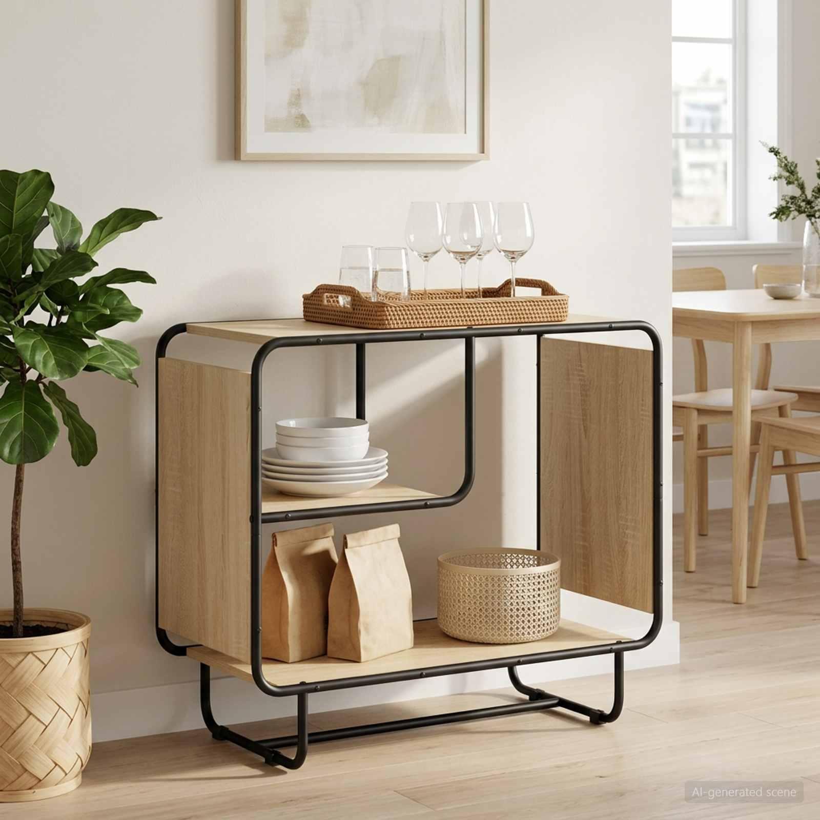 Skænk i sonoma-eg 80 x 37,5 x 64,5 cm i konstrueret træ