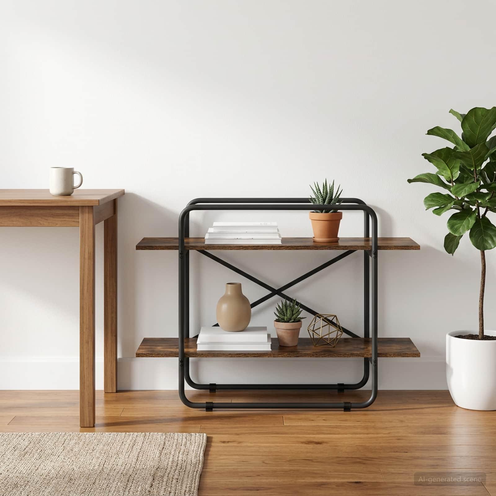 Bogreol med 2 hylder 100 x 35 x 70 cm i røget eg