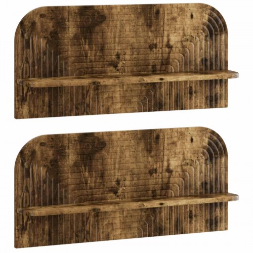 Væghylde 2 stk. i røget eg 80,5 x 13,5 x 37,5 cm i konstrueret træ