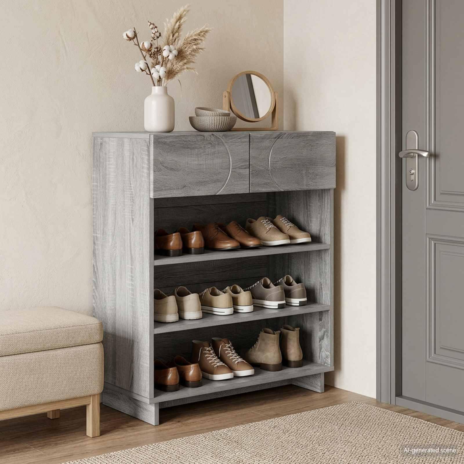Skoskab i konstrueret træ 73 x 38 x 87,5 cm - Grå Sonoma