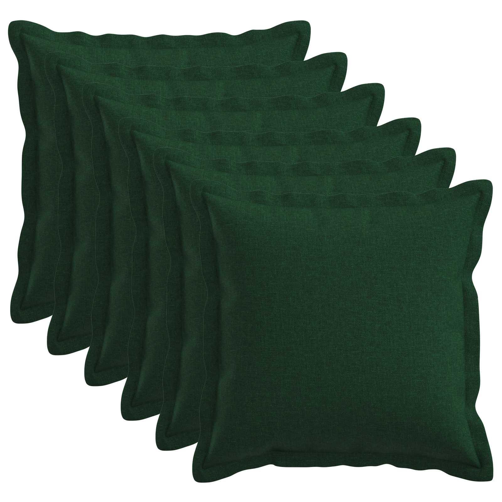 Pyntepuder 6 stk. 45 x 45 cm mørkegrøn i faux linned