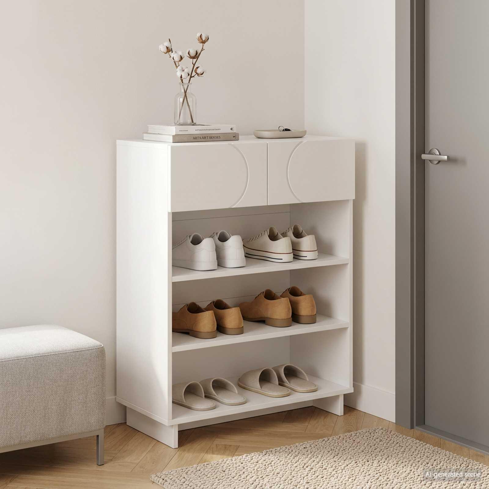 Skoskab i konstrueret træ 73 x 38 x 87,5 cm hvid