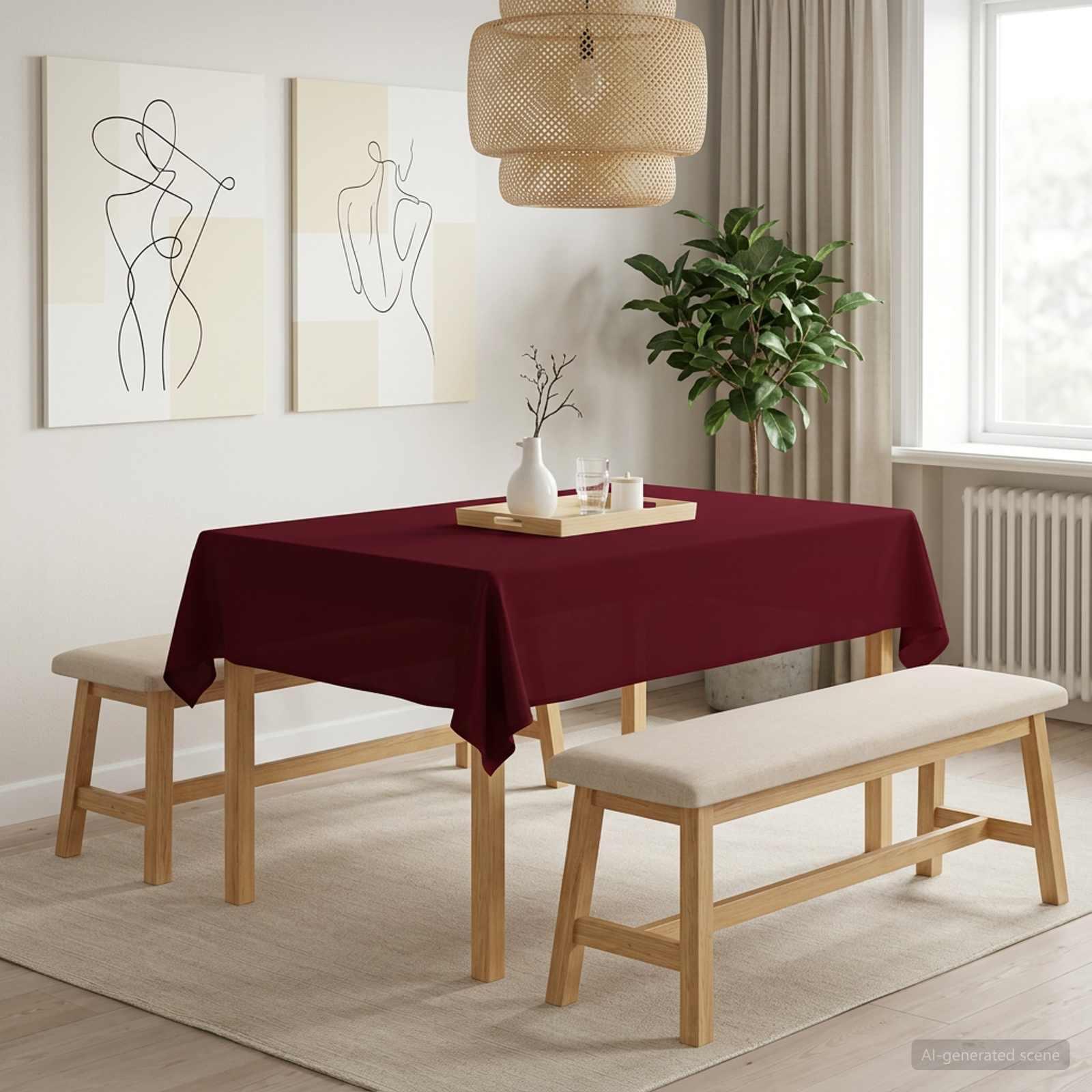 Bordklæde 5 stk. rektangulær vinrød 140 x 180 cm polyester