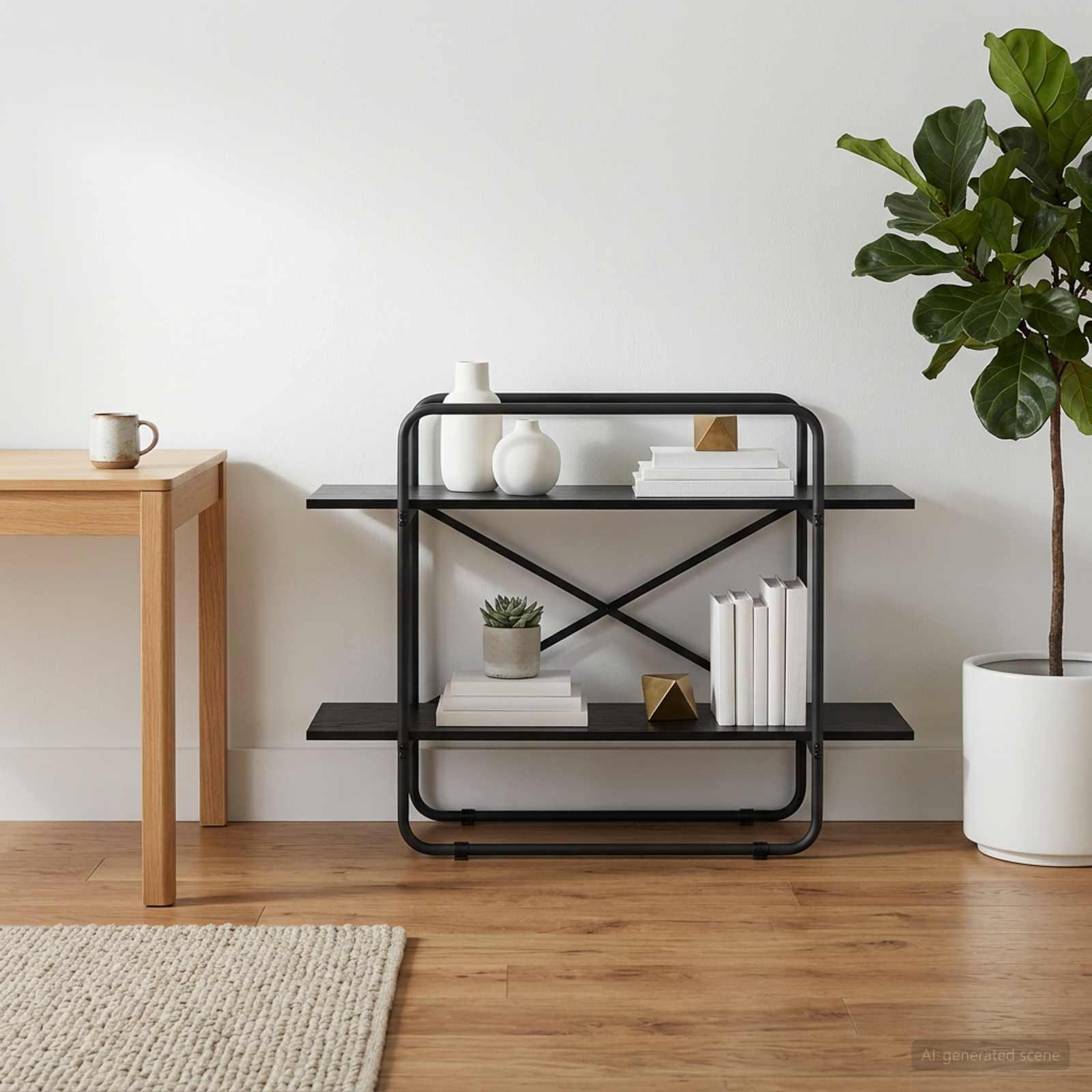 Bogreol med 2 hylder 100 x 35 x 70 cm i sort eg