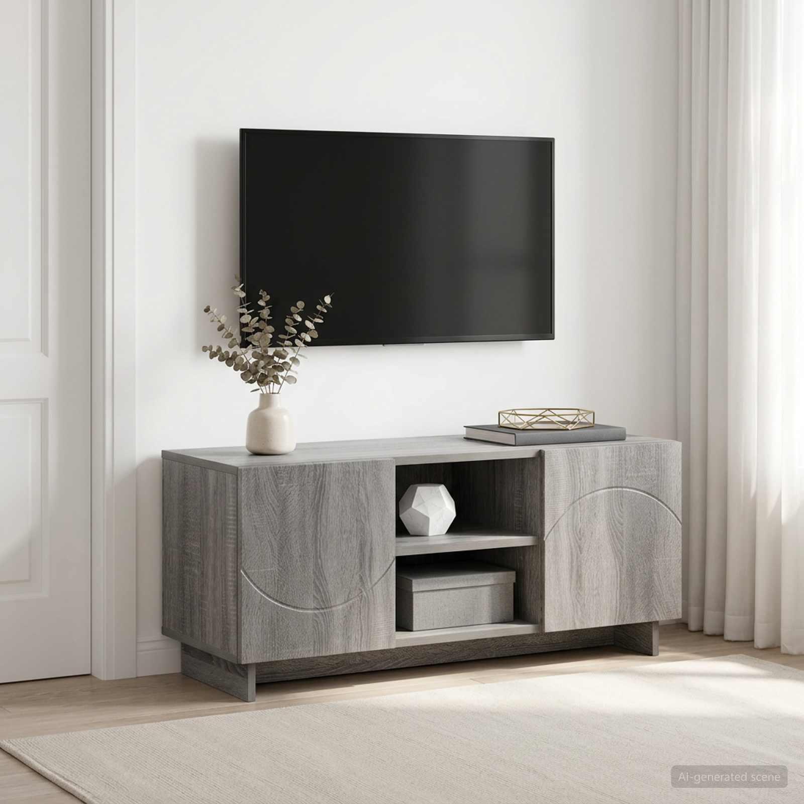 TV-bord i grå sonoma 90 x 34,5 x 40 cm i konstrueret træ