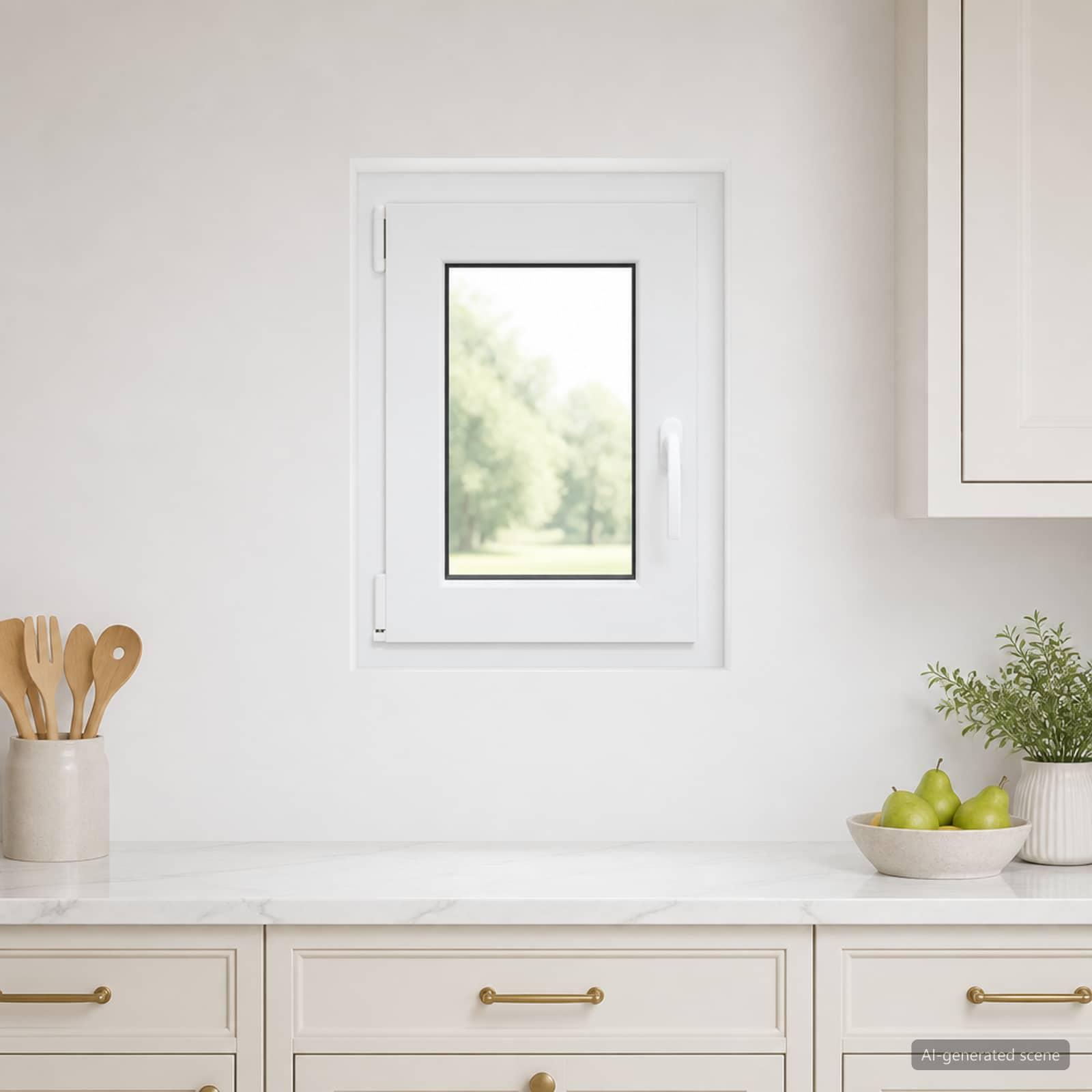 Kældervindue RISOR 50 x 60 cm i PVC og glas, hvid